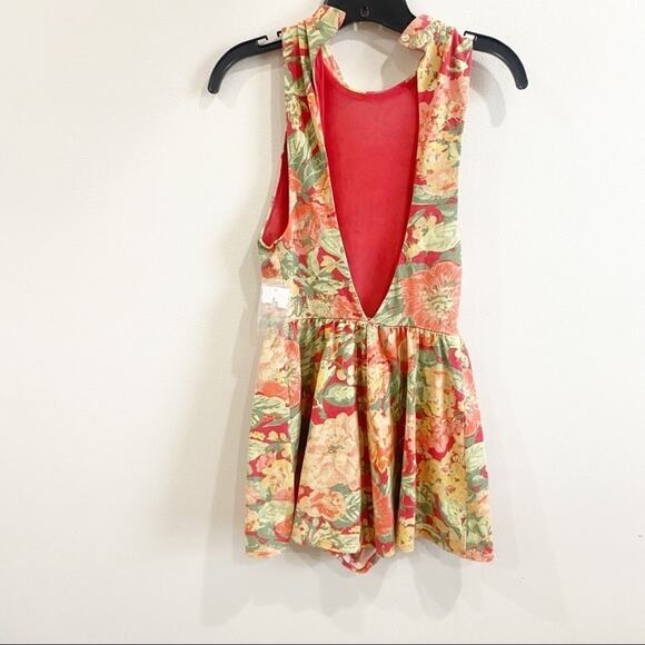 Kimchi Blue Rebecca Coral Floral Sleeveless High Neck Romper NWOT Sz S - Picture 9 of 13